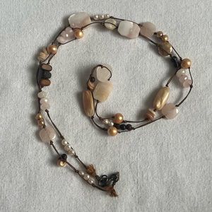 Silpada N1428 Vintage Pink FW Pearl and Rose Quartz 34” Necklace